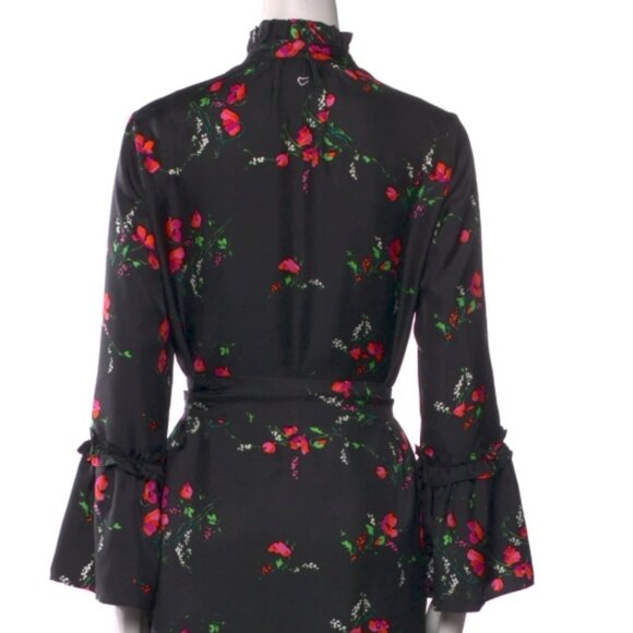 NWOT Julie Fagerholt Heartmade Harin Floral Silk Midi Dress in Black XS $745 - Picture 6 of 11